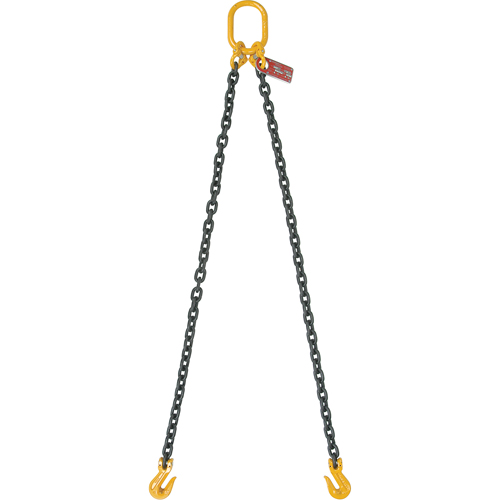 Chain Slings, 80 Chain, Double Legs, Oblong & Slip Hooks, 5/8" x 5' Equipex