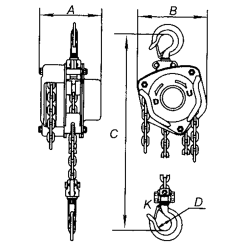 Chain Hoist, 10' Lift, 1000 lbs. Capacity, Alloy Steel Chain Equipex