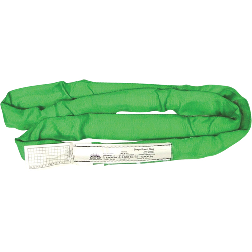 Round Slings, Green, 2" W x 4' L, 6000 lbs. Vertical Load Equipex