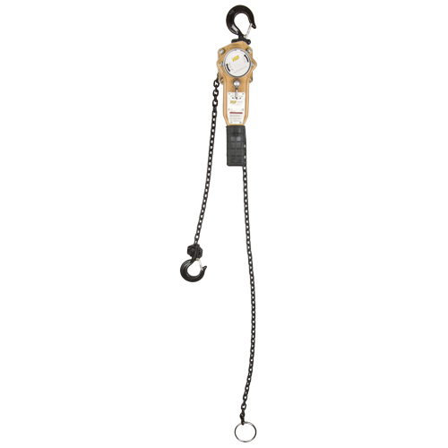 Heavy Duty Gold Series Lever Chain Hoist, 5' Lift, 500 lbs. (0.25 tons) Capacity, Alloy Steel Chain Equipex