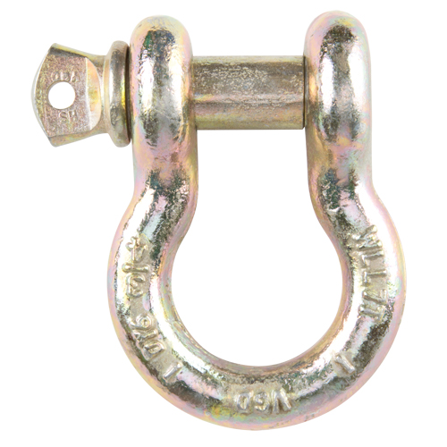 Screw Pin Anchor Shackle, 3/8", Screw Pin, Yellow Chromate Plated Equipex