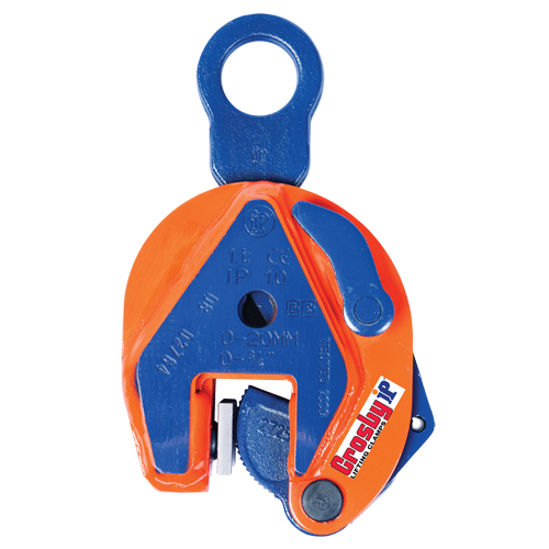 Griffe de levage vertical IP10, 12 000 lb (6 tonnes) Charge d'utilisation max., 0" - 2" Ouverture des m&acirc;choires Equipex