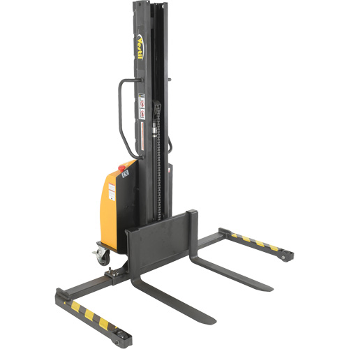 Narrow Mast Powered Lift Stacker, Electric Operated, 1000 lbs. Capacity, 63" Max Lift Equipex