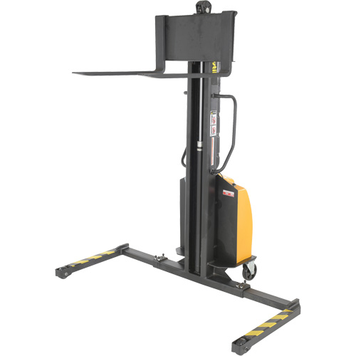 Narrow Mast Powered Lift Stacker, Electric Operated, 1000 lbs. Capacity, 63" Max Lift Equipex