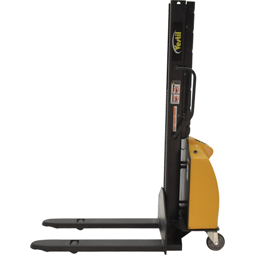Narrow Mast Powered Lift Stacker, Electric Operated, 1000 lbs. Capacity, 63" Max Lift Equipex