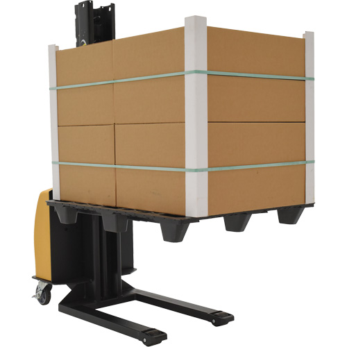 Narrow Mast Powered Lift Stacker, Electric Operated, 1000 lbs. Capacity, 63" Max Lift Equipex