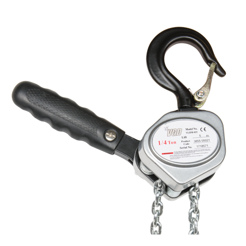 Mini Lever Hoist, 5' Lift, 500 lbs. (0.25 tons) Capacity, Zinc Plated Chain Equipex