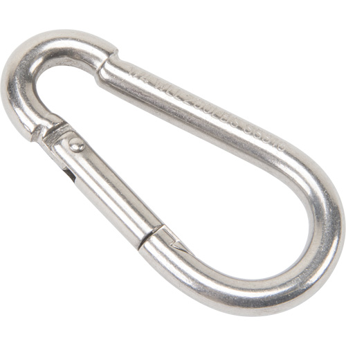 Mousqueton en acier inoxydable, 260 lb (0,13 tonne) Charge d'utilisation max., 1/4" Taille, 3/8" Oeil Equipex
