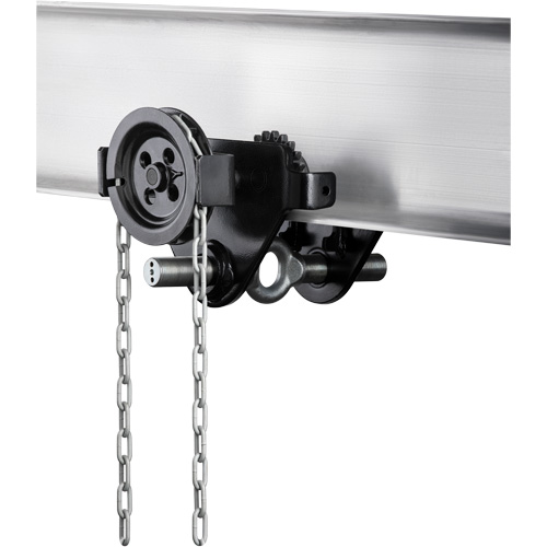 HTG Geared Clevis Trolley, 4409 lbs. (2 tons) Capacity, 2-39/64" - 8-43/64" Equipex