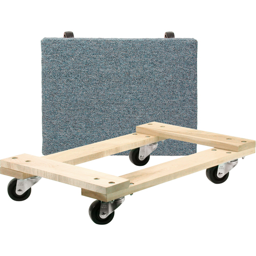 Wood Dollies - Medium-Duty, Polyolefin Wheels, 900 lbs. Capacity, 18" W x 24" D x 7" H Equipex