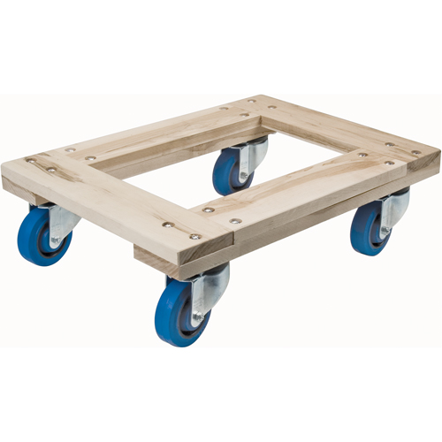 Wood Dollies - Heavy-Duty, Rubber Wheels, 1400 lbs. Capacity, 18" W x 24" D x 7" H Equipex