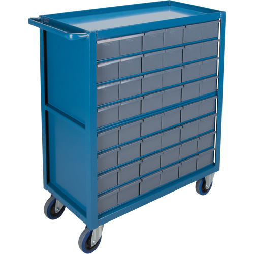 Drawer Shelf Cart, 1200 lbs. Capacity, Steel, 18" x W, 35" x H, 36" D, Rubber Wheels, All-Welded, 48 Drawers Equipex