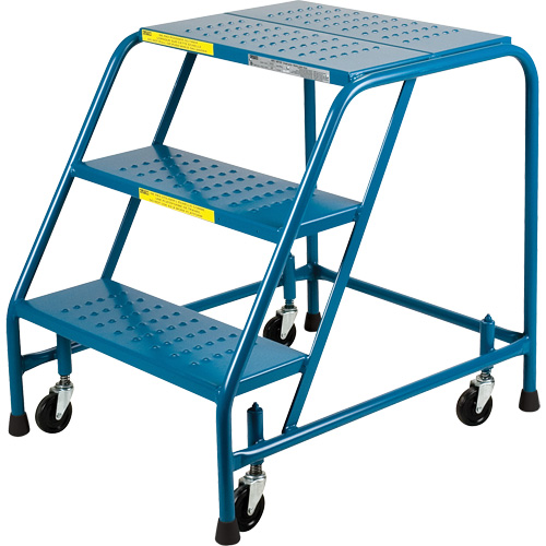 CSA-Certified Rolling Step Ladder, 3 Steps, 22" Step Width, 28" Platform Height, Steel Equipex