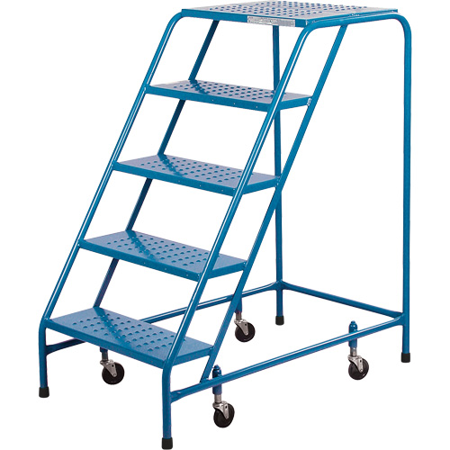 CSA-Certified Rolling Step Ladder, 5 Steps, 22" Step Width, 46" Platform Height, Steel Equipex