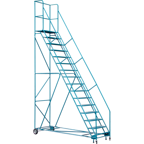 CSA-Certified Rolling Step Ladder with Locking Step, 16 Steps, 30" Step Width, 144" Platform Height, Steel Equipex