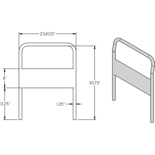 Poign&eacute;e chrom&eacute;e de 24" pour chariot &agrave; plateforme Equipex