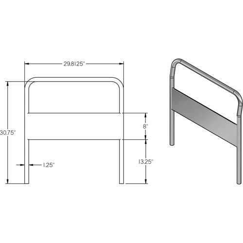 Poign&eacute;e chrom&eacute;e de 30" pour chariot &agrave; plateforme Equipex