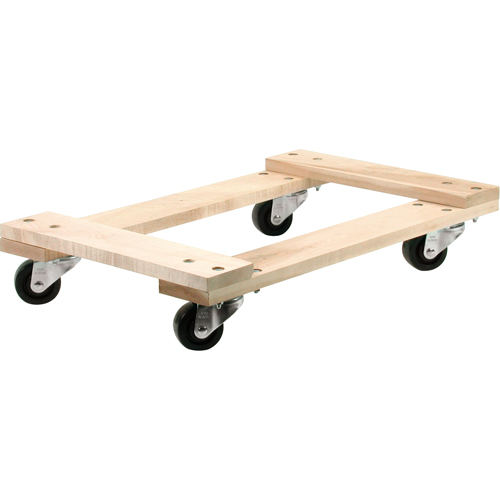 Wood Dollies - Medium-Duty, Polyolefin Wheels, 900 lbs. Capacity, 18" W x 30" D x 7" H Equipex
