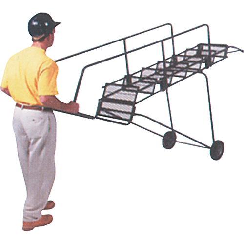 Fold-N-Store Rolling Ladders, 6 Steps, Perforated, 60" High Equipex