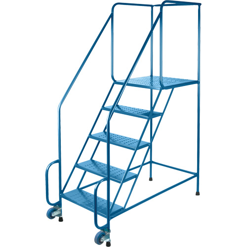 Tilt-N-Roll Ladders, Steel, 6 Steps, 22" Wide, 24" D x 56" H Top Step Equipex