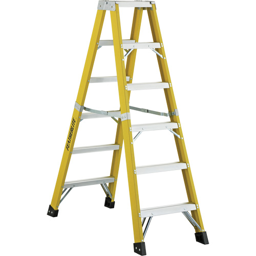 6600 Series Industrial Heavy-Duty 2-Way Stepladders, Fibreglass, 300 lbs. Capacity, 6' Equipex