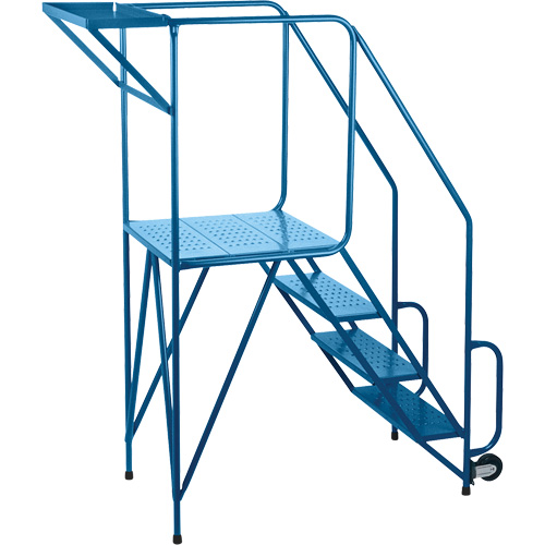 Mechanics/Maintenance Rolling Ladder, Steel, 4 Steps, 38" Platform Height Equipex