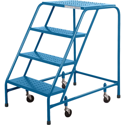 Escabeau roulant CSA, 4 marches, Largeur de la marche 22", Hauteur de la plateforme 37", Acier Equipex