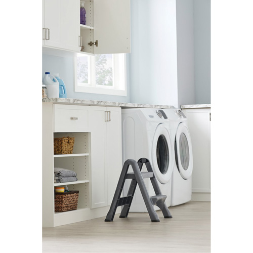 Folding Step Stool, 2 Steps, 19-1/2" x 20-1/2" x 22-3/4" High Equipex