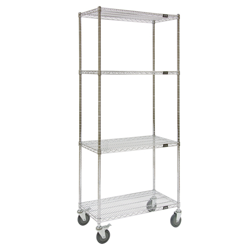 Chariots en treillis m&eacute;tallique, Chrom&eacute;, 48" x 80" x 24", Capacit&eacute; 800 lb Equipex