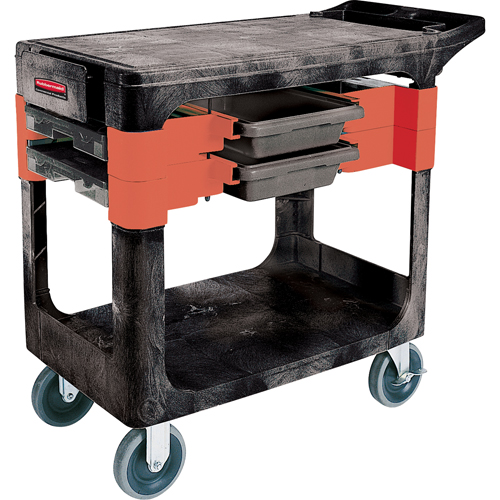 Chariots &agrave; outils d'entretien, 2 tiroirs, 38" lo x 19-1/4" la x 33-3/8" h, Noir Equipex