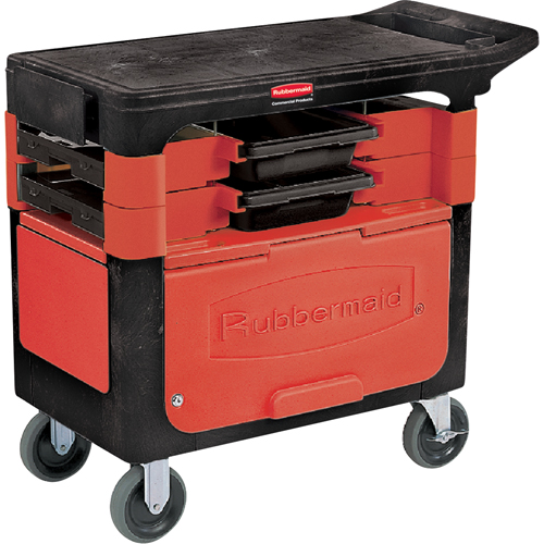 Trades Carts With Lockable Cabinet, 2 Drawers, 38" L x 19-1/4" W x 33-3/8" H, Black Equipex
