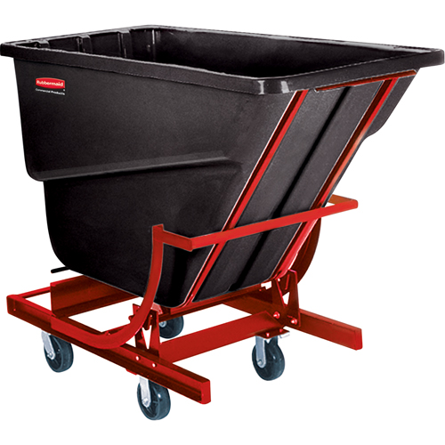 Self-Dumping Hopper, Plastic/Polyethylene, 1 cu.yd., Black Equipex