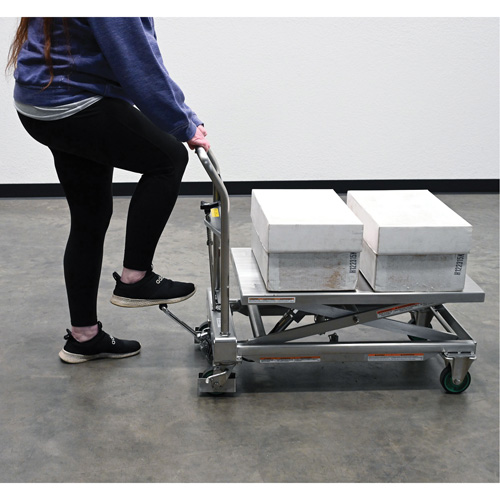 Hydraulic Scissor Lift Table, 31-1/2" L x 19-1/2" W, Stainless Steel, 550 lbs. Capacity Equipex
