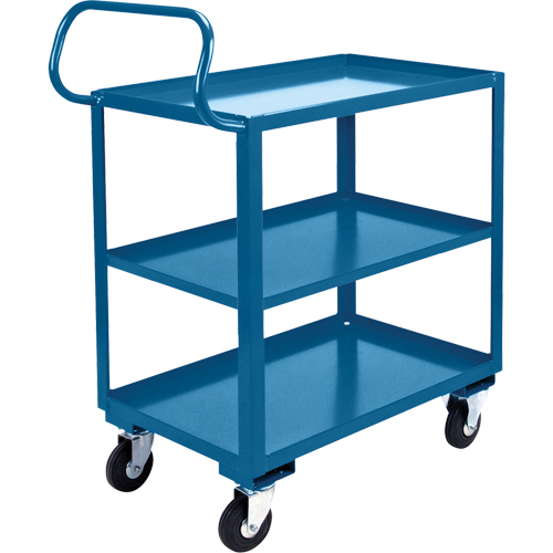 Chariot ergonomique &agrave; tablettes, 800 lb Capacit&eacute;, Acier, 26" la x 37" ha x 38" p, Bordure vers le haut Equipex