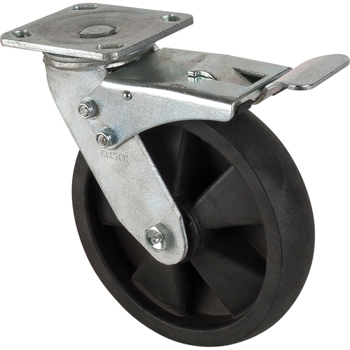 Hi-Temp Caster, Swivel with Brake, 8" (203.2 mm), Nylon, 1000 lbs. (453 kg.) Equipex