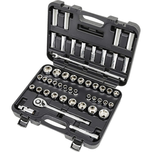ISK-1249SM SAE/Metric Socket Set, 49 Pcs, 1/2" Drive Size, Deep Equipex