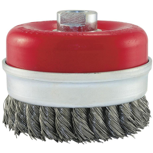 Knot Banded Cup Brush, 5" Dia. x 5/8"-11 Arbor Equipex