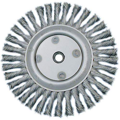 Knot Twisted Wire Wheel, 6" Dia., 0.02" Fill, 5/8"-1/2 Arbor, Steel Equipex