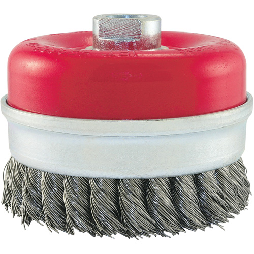 Brosse boisseau &agrave; fils li&eacute;s et nou&eacute;s, 4" dia. x 5/8"-11 arbre Equipex