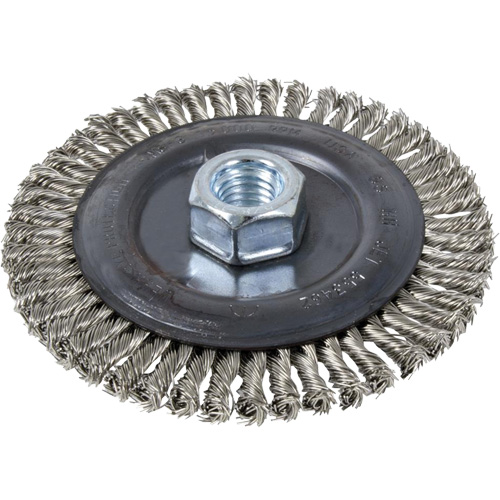 Brosse pour cordon de soudure, Dia. 4", Fils 0,022", Arbre 5/8"-11, Acier inoxydable Equipex