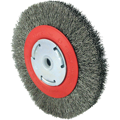 Brosse &agrave; fils cr&ecirc;p&eacute;s 101F-2M, 6" dia., Fils 0,014", Arbre 1/2" - 2" Equipex