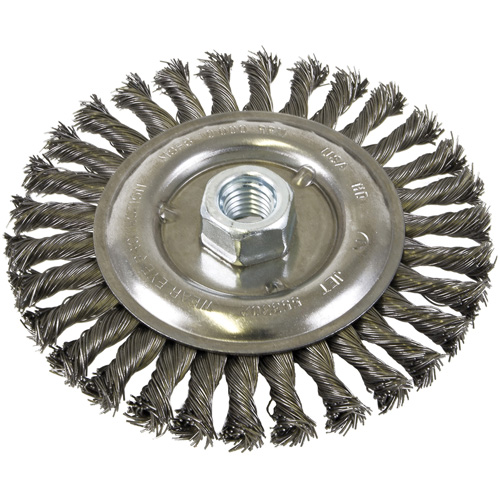 Standard Face Knot Wire Wheel Threaded, 6" Dia., 0.022" Fill, 5/8"-11 Arbor, Steel Equipex