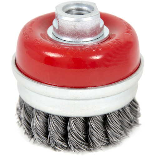 Brosse boisseau &agrave; fils li&eacute;s et nou&eacute;s &agrave; haute performance, 3" dia. x 5/8"-11 arbre Equipex