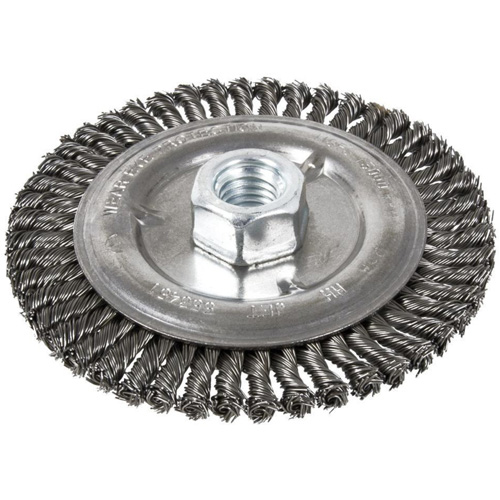 Brosse pour cordon de soudure, Dia. 6", Fils 0,022", Arbre 5/8"-11, Acier Equipex