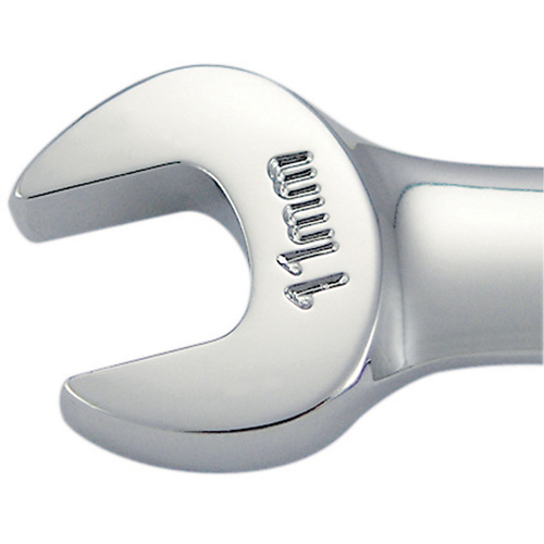 Cl&eacute; mixte &agrave; cliquet &agrave; motif long non r&eacute;versible, 11 mm, Fini Chrome Equipex