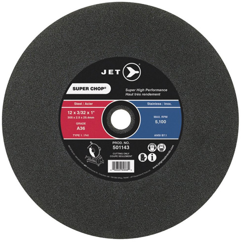 Super Chop&reg; Cut-Off Wheel, 16" x 7/64", 1" Arbor, Type 1, 3700 RPM Equipex