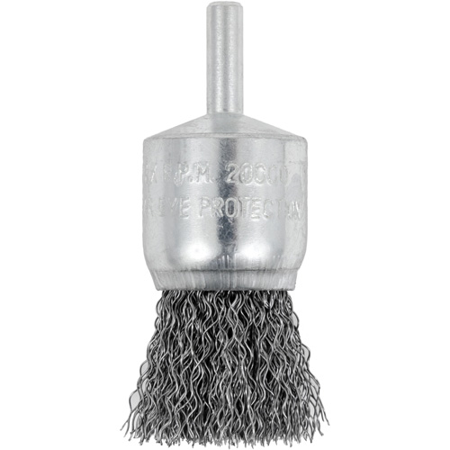Brosse coupelle sertie mont&eacute;e sur tige, 1", Fils 0,012", Tige 1/4" Equipex