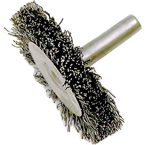 Brosse radiale &agrave; fils cr&ecirc;p&eacute;s mont&eacute; sur mandrin ER200-12, 2", Fils ,012" Equipex