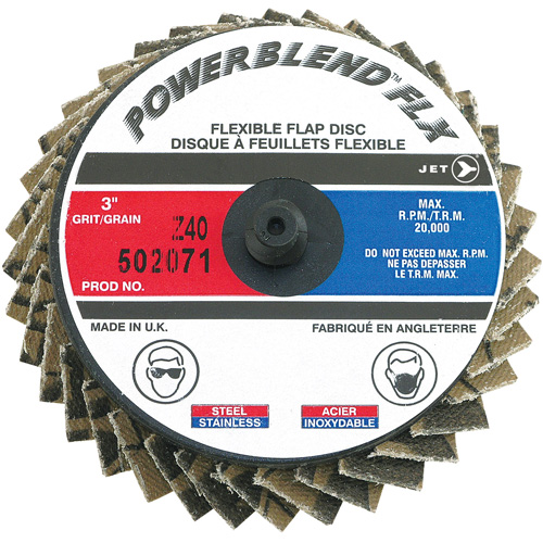 Disque &agrave; lamelles &agrave; rouler Powerblend FLX, 3" x Type R, Grain Z40, Alumine de zirconium Equipex
