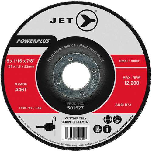 Meule &agrave; tronçonner PowerPLus A46T, 5" x 1/16", Arbre de 7/8", Type 27, 12 200 Tr/min Equipex